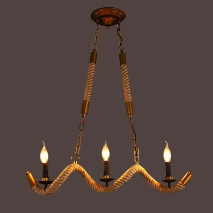 Rope Chandelier, 3xE27, Brown, Metal and String LV572/3BK Vintage Chandeliers Προεπιλεγμένος τίτλος Alessandro Design