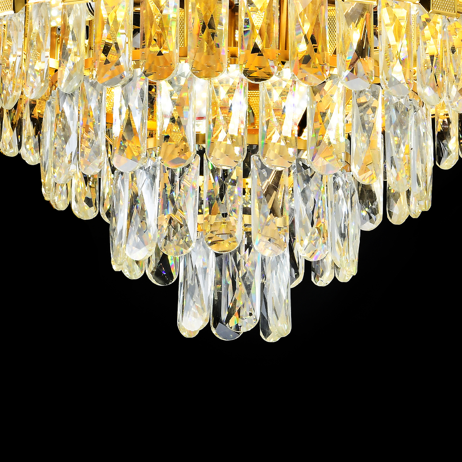 Cristal Candelabra BRAN Mango 8xE14, Διάμετρος 60cm, Γυαλιστερό χρυσό, Ρυθμιζόμενο ύψος Cristal Candelabra Προεπιλεγμένος τίτλος Alessandro Design