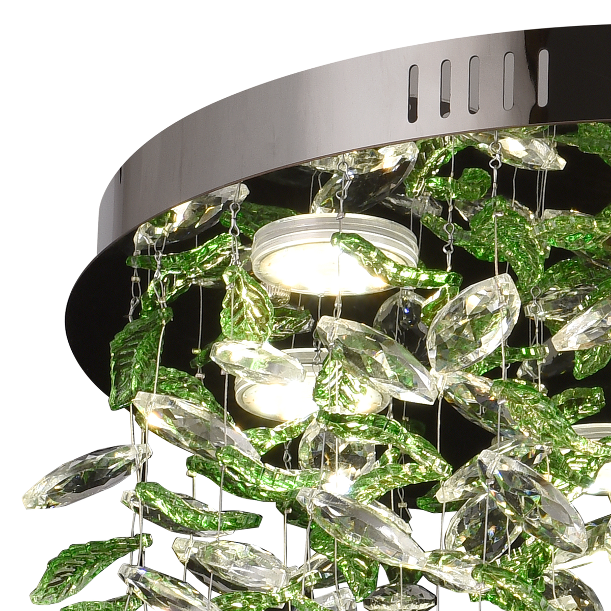 Crystal LED Chandelier LLC211/400GN Στρογγυλός, 22W, Κρύο/Ζεστό/Ουδέτερο φως, Πράσινα κρύσταλλα, Γυαλιστερό Chrome Crystal Chandeliers Προεπιλεγμένος τίτλος Alessandro Design