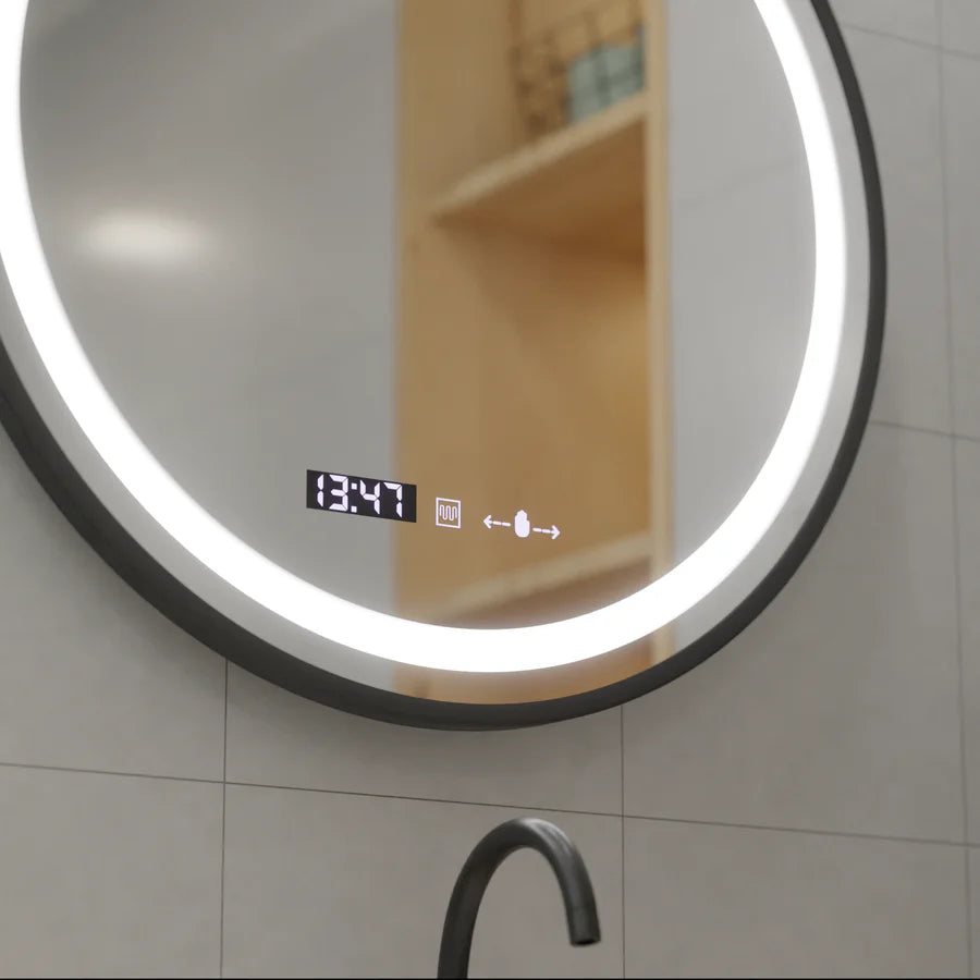 Στρογγυλός καθρέφτης LED, 60 cm, Celeste Majeste Noir Eleve MotionGlow Marcello, Σύστημα αποθάμβωσης, Ρολόι & Θερμόμετρο, Καθρέφτες Dimable Marcello Προεπιλεγμένος τίτλος Alessandro Design