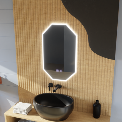 Polygon LED Mirror E43S/50X80, Light and Demister System, 50X80cm Καθρέφτης μπάνιου με LED και Demister Προεπιλεγμένος τίτλος Alessandro Design