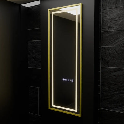 Ορθογώνιος καθρέφτης LED, 45x140 εκ., Elena Marcello Αισθητήρας ραντάρ, Σύστημα αποθολώματος, Ρολόι & Θερμόμετρο, Dimabila, Καθρέφτες ντυσίματος Couture Προεπιλεγμένος τίτλος Alessandro Design