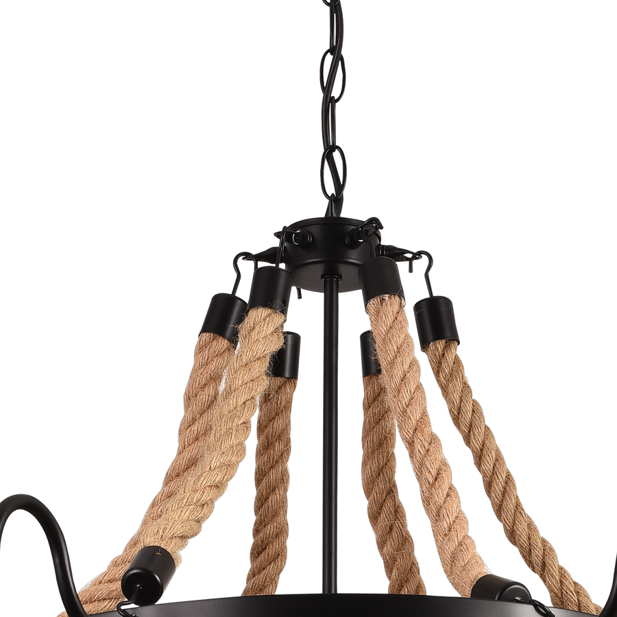Vintage πολυέλαιος με σχοινί LV584/6BK, 6xE27 Dark Wood Vintage Chandeliers Προεπιλεγμένος τίτλος Alessandro Design