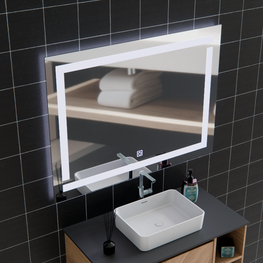 Καθρέφτης Giga LED, 80x60cm, Ασημί, Touch, 6000K Light Korman Mirrors E Προεπιλεγμένος τίτλος Alessandro Design