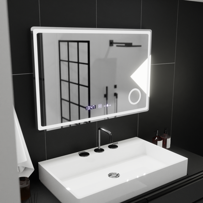 Ορθογώνιος καθρέφτης LED, 90x60 cm, Velor MotionGlow Marcello, Σύστημα αποθαμβώματος, Ρολόι & Θερμόμετρο, Καλλυντικός Μεγεθυντικός φακός, Καθρέφτες Dimable Marcello Προεπιλεγμένος τίτλος Alessandro Design
