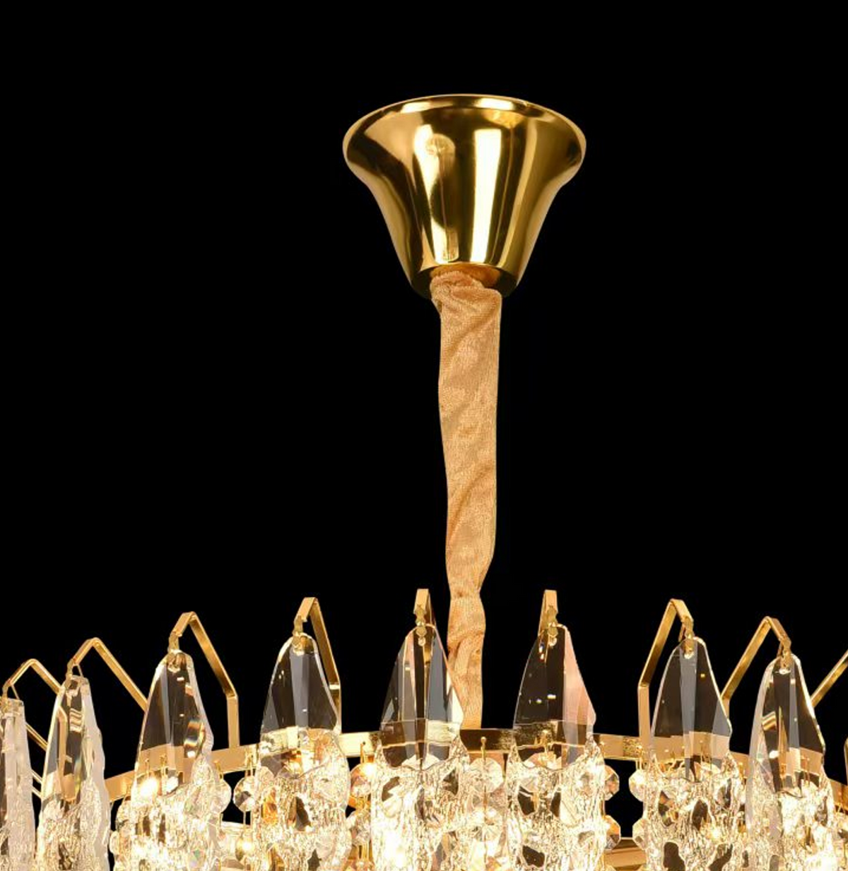 Crystal Chandelier MAJESTIC Elegance 9x E14, Διάμετρος 50cm, Γυαλιστερό Χρυσό, Ρυθμιζόμενο Ύψος Crystal Chandeliers Προεπιλεγμένος τίτλος Alessandro Design