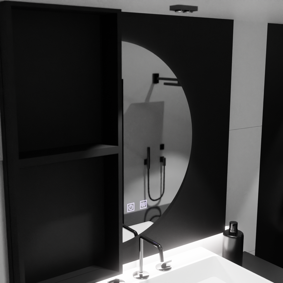 Καθρέφτης LED FELHOLD Crescent, 220x110cm, Touch System, Cold Light 6000K, Dimmable
