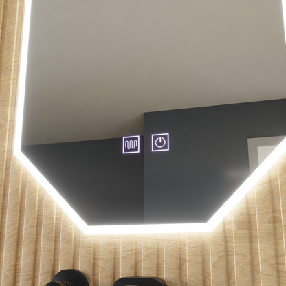 Polygon LED Mirror E43S/50X80, Light and Demister System, 50X80cm Καθρέφτης μπάνιου με LED και Demister Προεπιλεγμένος τίτλος Alessandro Design