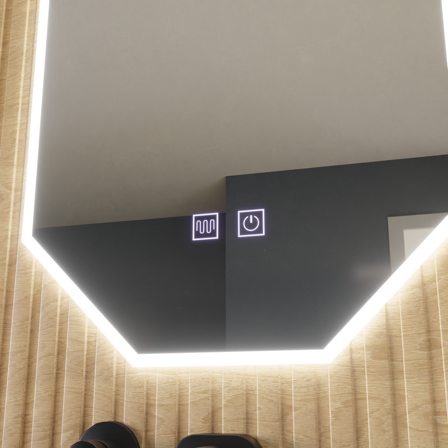 Polygon LED Mirror E43S/50X80, Light and Demister System, 50X80cm Καθρέφτης μπάνιου με LED και Demister Προεπιλεγμένος τίτλος Alessandro Design