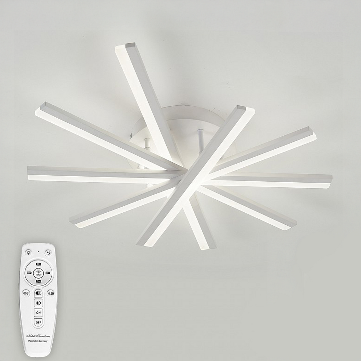 Πολυέλαιος LED με τηλεχειριστήριο ZOE, 67W, Κρύο/Ζεστό/Ουδέτερο φως, Ρυθμιζόμενο, Λευκός πολυέλαιος LED με τηλεχειριστήριο Προεπιλεγμένος τίτλος Alessandro Design
