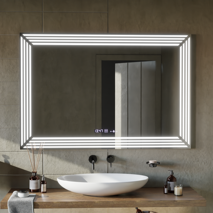 Ορθογώνιος καθρέφτης LED, 120x80 cm, Αισθητήρας Venezia Marcello MotionGlow, Σύστημα αποθολώματος, Ρολόι & Θερμόμετρο, Καθρέφτες Dimabila Marcello Προεπιλεγμένος τίτλος Alessandro Design