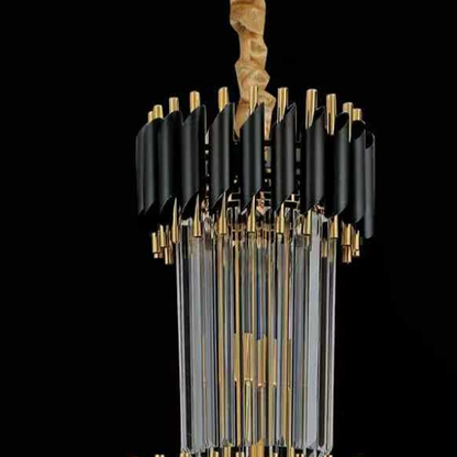 Crystal Chandelier CC900/600X1800, 27xE14, Διάμετρος 60cm, Ύψος 180cm, Γυαλιστερό χρυσό και μαύρο, ρυθμιζόμενο ύψος, κομψός σχεδιασμός Crystal chandeliers Προεπιλεγμένος τίτλος Alessandro Design