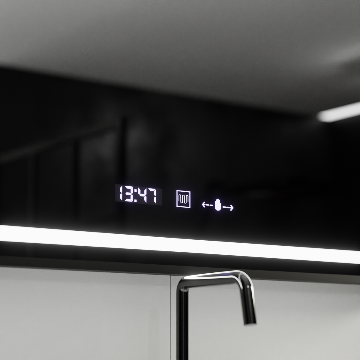Ορθογώνιος καθρέφτης LED, 120x80cm, Verite Majeste Noir Motion Glow Marcello, Σύστημα αποθαμβώματος, Ρολόι & Θερμόμετρο, Καθρέφτες Dimable Marcello Προεπιλεγμένος τίτλος Alessandro Design