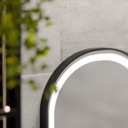 Helmut LED Touch Mirror De-fogging System, Clock and Temperature 50x80 cm Black Frame Brushed Marcello Funghi Mirrors Korman S Προεπιλεγμένος τίτλος Alessandro Design