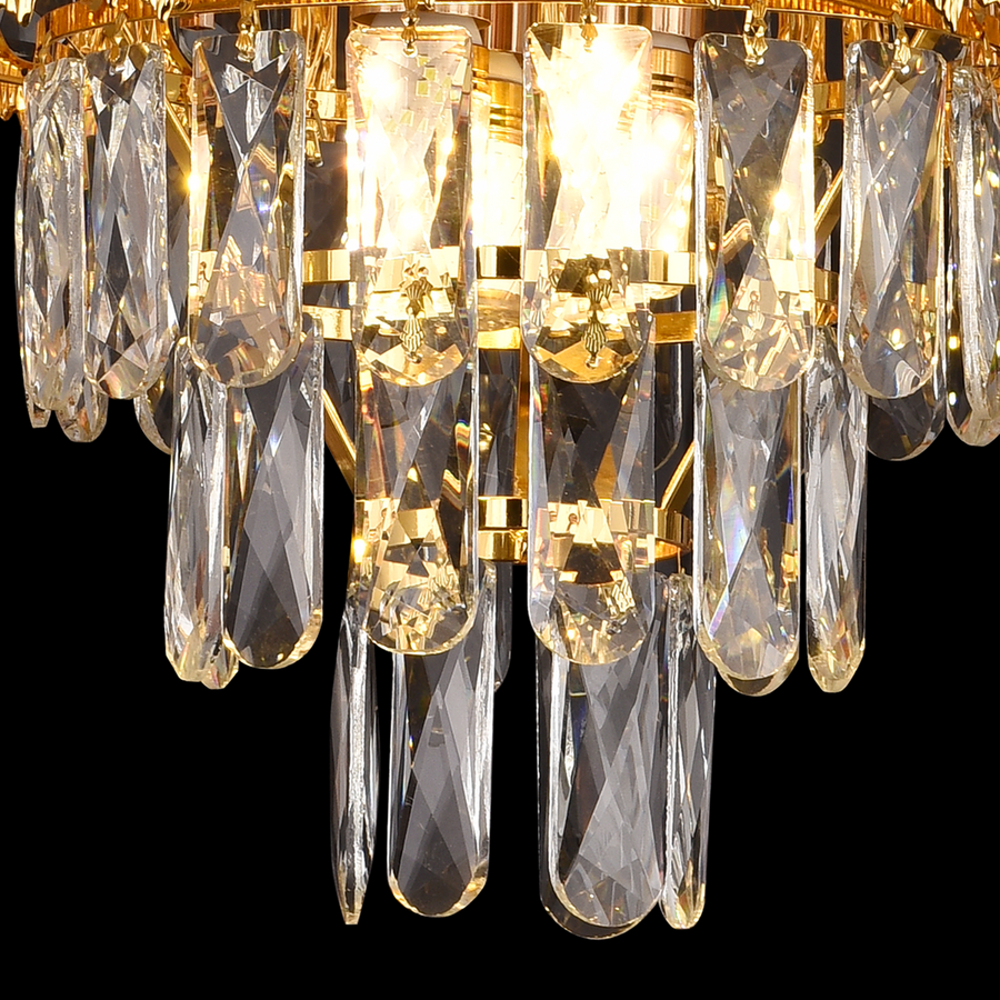 Crystal Chandelier BELVEDERE Petito 3xE14, Διάμετρος 30cm, Γυαλιστερό χρυσό, Ρυθμιζόμενο ύψος Κρυστάλλινος πολυέλαιος Προεπιλεγμένος τίτλος Alessandro Design