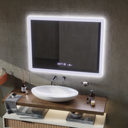 Ορθογώνιος καθρέφτης LED, 80x60 cm, αισθητήρας ELANCEE MotionGlow Marcello, Σύστημα αποθαμβώματος, Ρολόι & Θερμόμετρο, Dimable Mirrors Marcello Προεπιλεγμένος τίτλος Alessandro Design