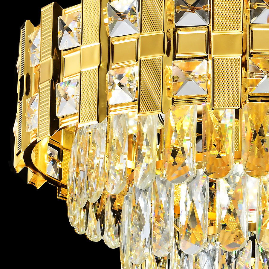 Cristal Candelabra BRAN Mango 8xE14, Διάμετρος 60cm, Γυαλιστερό χρυσό, Ρυθμιζόμενο ύψος Cristal Candelabra Προεπιλεγμένος τίτλος Alessandro Design