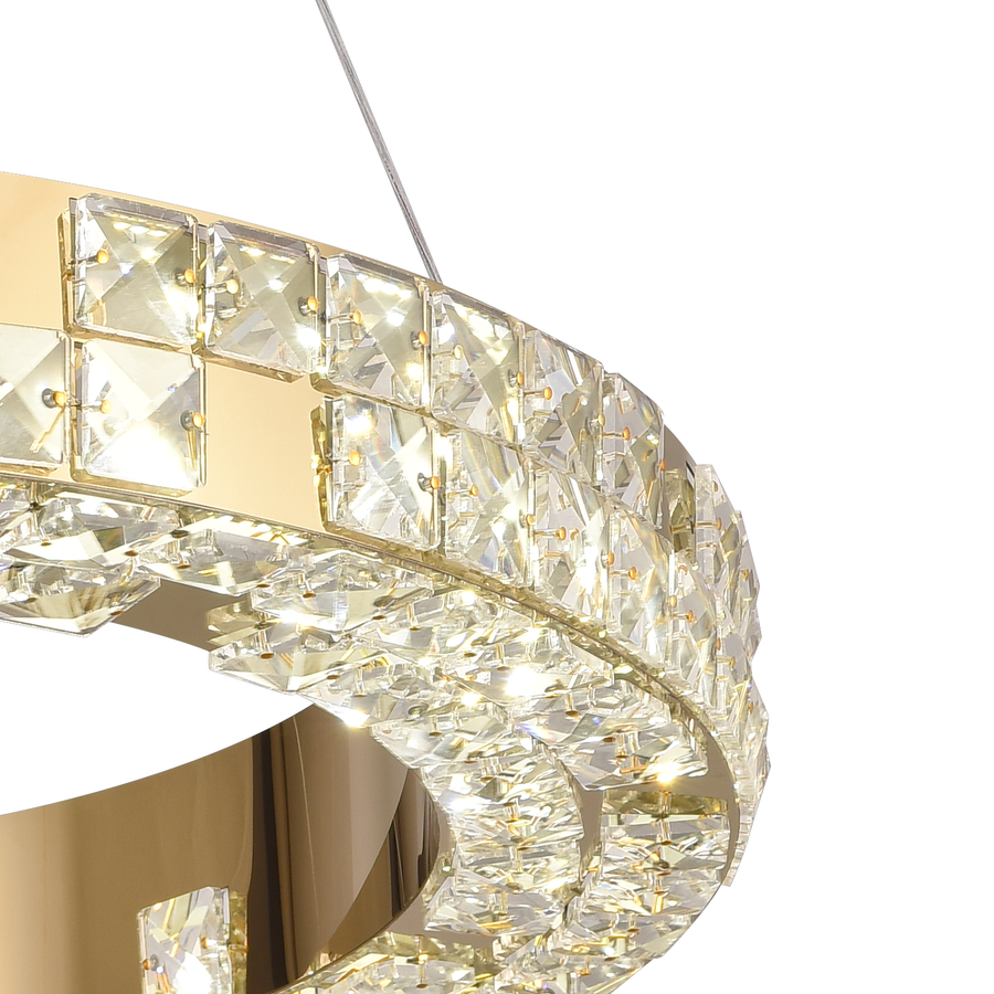 Πολυέλαιος LED με Τηλεχειριστήριο, LLC135/1GD, κρύσταλλο και μέταλλο, 29W, 1 κύκλος, ρυθμιζόμενο, ρυθμιζόμενο ύψος, κρύο/θερμό/ουδέτερο φως, πολυέλαιοι φωτισμού LED με τηλεχειριστήριο Προεπιλεγμένος τίτλος Alessandro Design
