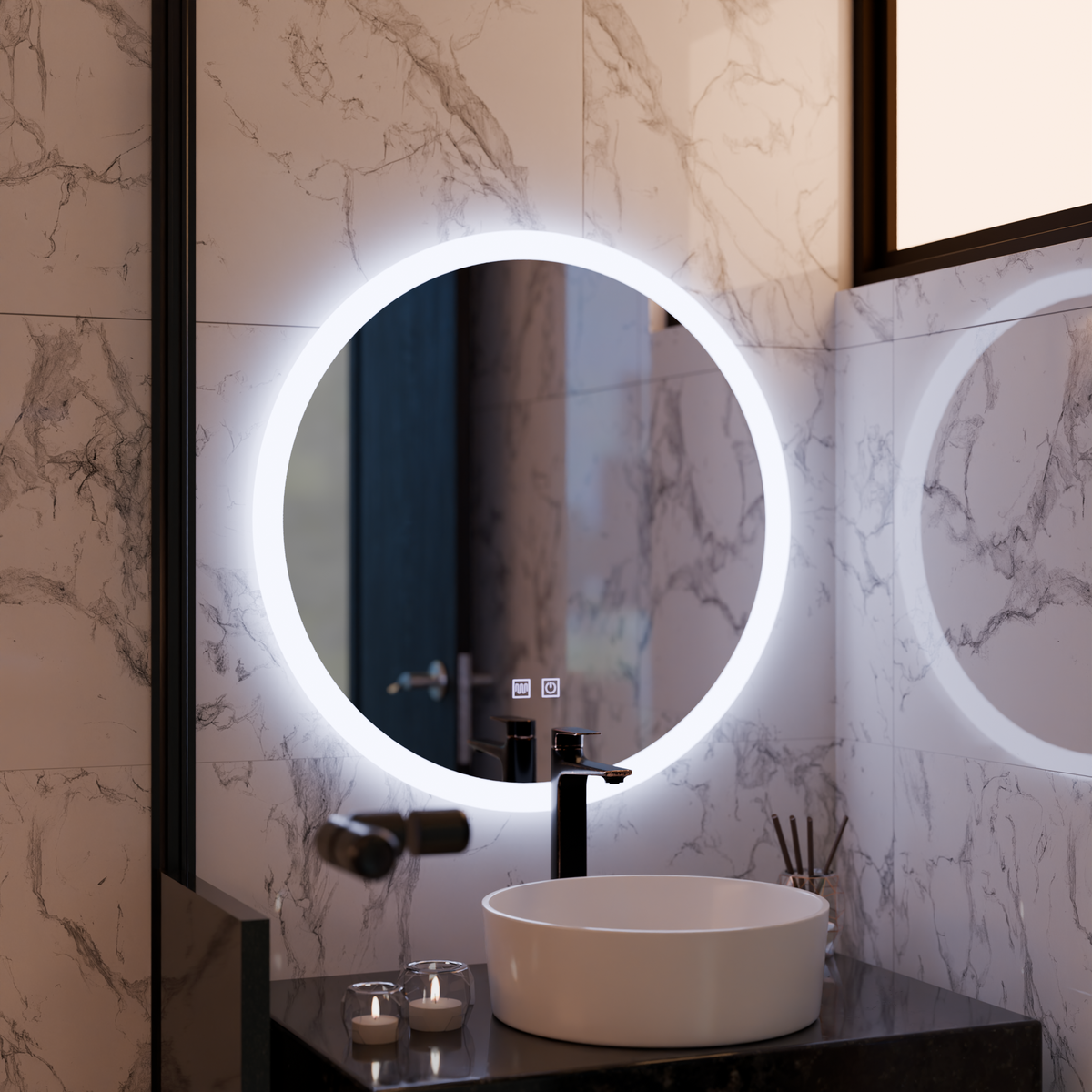 LED Στρογγυλός καθρέφτης, 70cm, Noxia Touch, Σύστημα Demister, Dimmable Mirrors Korman E Προεπιλεγμένος τίτλος Alessandro Design