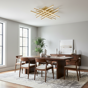 Πολυέλαιος LED με Τηλεχειριστήριο LINEX, 108W, Light 3000K/4000K/6000K, Dimmable, Gold πολυέλαιοι LED με τηλεχειριστήριο Προεπιλεγμένος τίτλος Alessandro Design