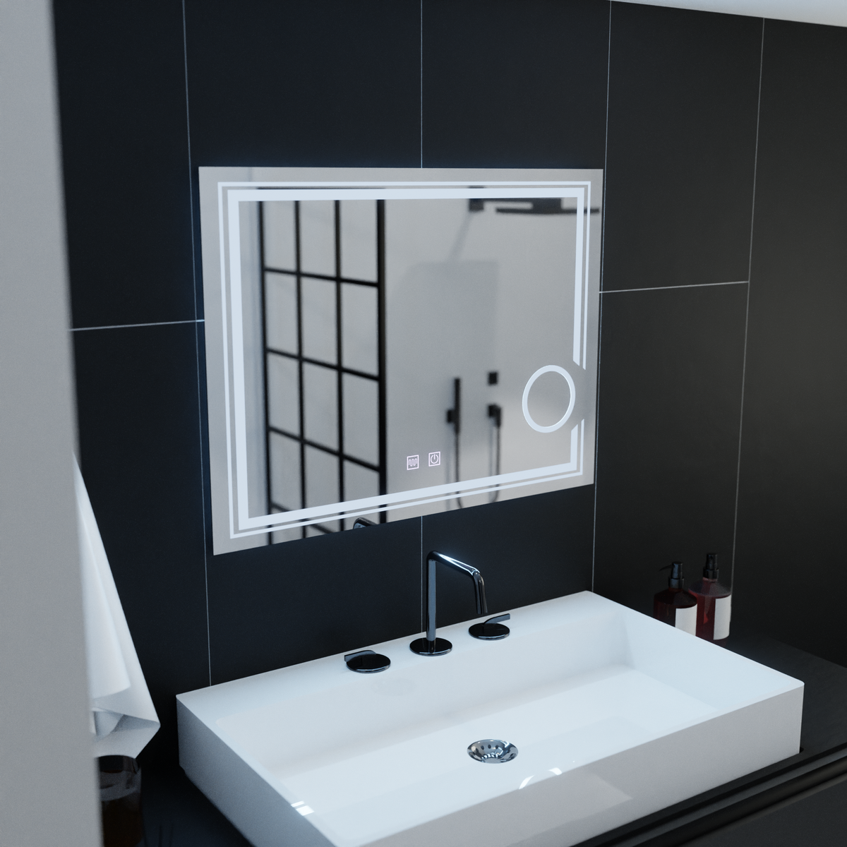 Ορθογώνιος καθρέφτης LED, 80x60cm, CANTO Touch, Demister System, Dimmable Mirrors Korman E Προεπιλεγμένος τίτλος Alessandro Design