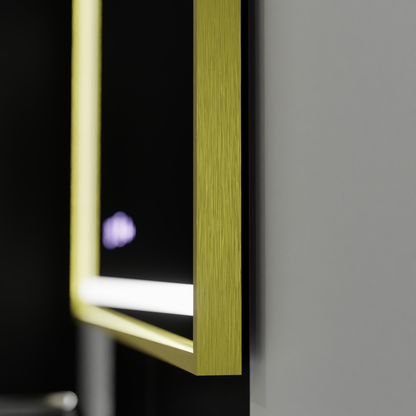 Ορθογώνιος καθρέφτης LED, 120x80 cm, Verite Royale Gold MotionGlow Marcello, Σύστημα αποθαμβώματος, Ρολόι & Θερμόμετρο, Dimable Καθρέφτες Marcello Προεπιλεγμένος τίτλος Alessandro Design