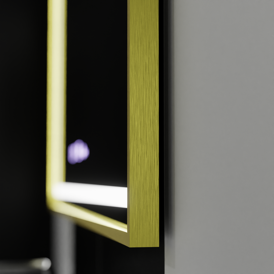 Ορθογώνιος καθρέφτης LED, 120x80 cm, Verite Royale Gold MotionGlow Marcello, Σύστημα αποθαμβώματος, Ρολόι & Θερμόμετρο, Dimable Καθρέφτες Marcello Προεπιλεγμένος τίτλος Alessandro Design