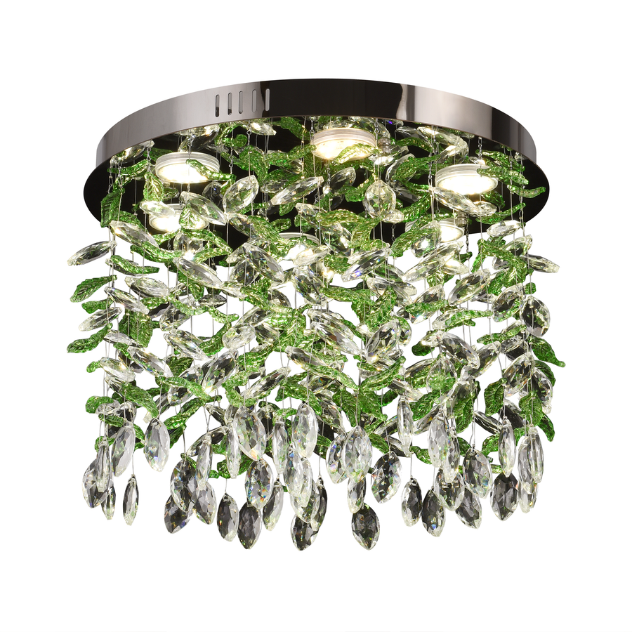 Crystal LED Chandelier LLC211/400GN Στρογγυλός, 22W, Κρύο/Ζεστό/Ουδέτερο φως, Πράσινα κρύσταλλα, Γυαλιστερό Chrome Crystal Chandeliers Προεπιλεγμένος τίτλος Alessandro Design