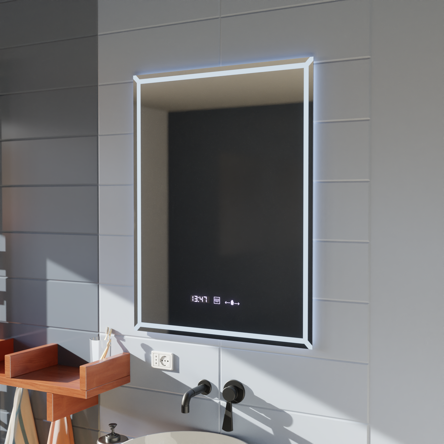 Ορθογώνιος καθρέφτης LED, 60x80cm, VillayTouch Marcello, Σύστημα ξεθάμβωσης, Dimabila Mirrors Marcello Προεπιλεγμένος τίτλος Alessandro Design