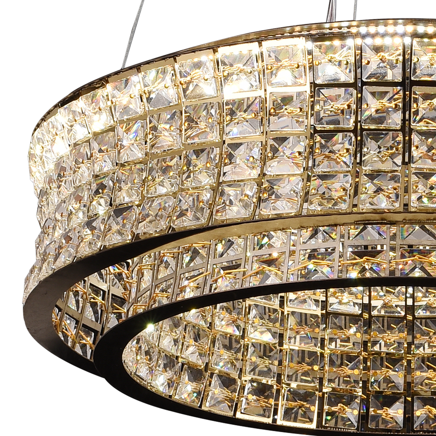 Πολυέλαιος LED με τηλεχειριστήριο, LLC160/500GD, κρύσταλλο και μέταλλο, 54W, ρυθμιζόμενο, ρυθμιζόμενο ύψος, δροσερό/θερμό/ουδέτερο φως, πολυέλαιοι φωτισμού LED πολυτελείας με τηλεχειριστήριο Προεπιλεγμένος τίτλος Alessandro Design