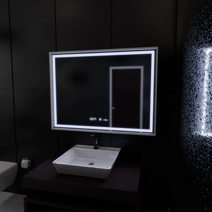 Ορθογώνιος καθρέφτης LED, 80x60 cm, Verite Imperial Silver Motion Glow Marcello, Σύστημα αποθαμβώματος, Ρολόι & Θερμόμετρο, Dimable Καθρέφτες Marcello Προεπιλεγμένος τίτλος Alessandro Design