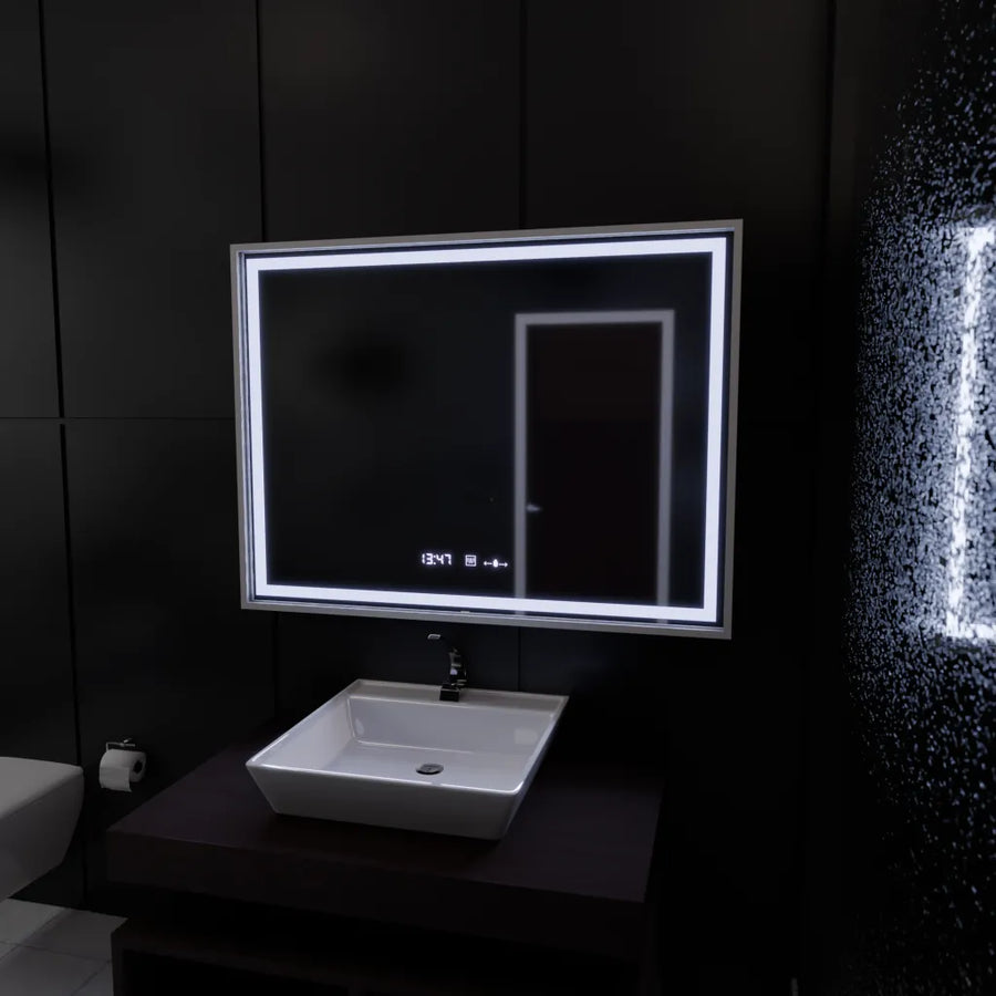 Ορθογώνιος καθρέφτης LED, 120x80cm, Verite Imperial Silver Motion Glow Marcello, Σύστημα αποθαμβώματος, Ρολόι & Θερμόμετρο, Καθρέφτες Dimable Marcello Προεπιλεγμένος τίτλος Alessandro Design