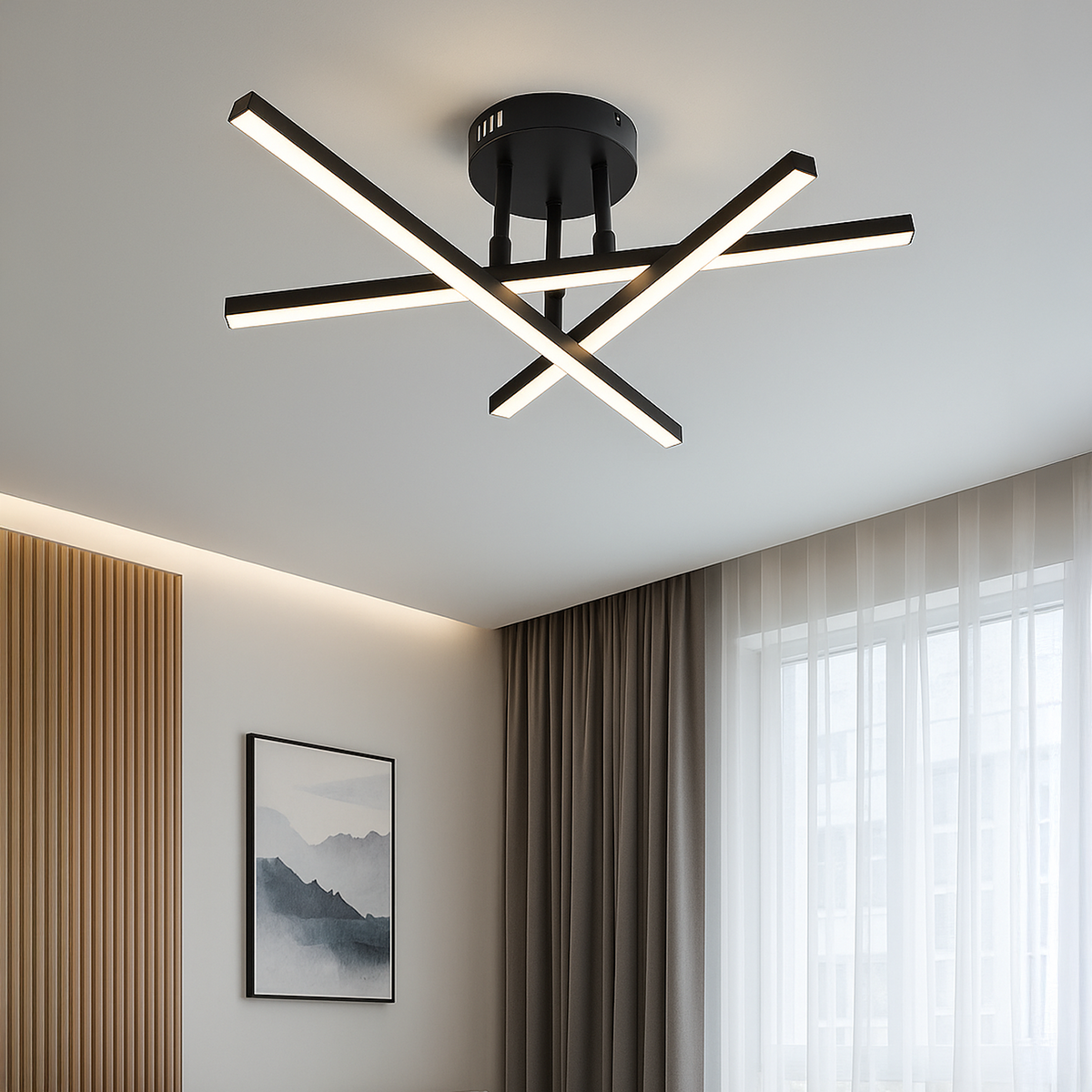 Πολυέλαιος LED με τηλεχειριστήριο 41W, 3 Στοιχεία, Γραμμικό, Κρύο/Ζεστό/Ουδέτερο φως, Ρυθμιζόμενο, Μαύροι Πολυέλαιοι LED με Τηλεχειριστήριο Προεπιλεγμένος τίτλος Alessandro Design