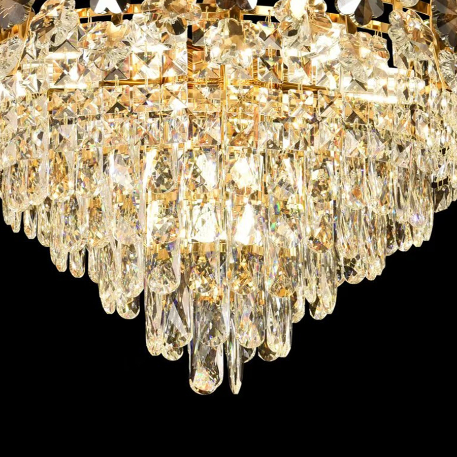 Crystal Chandelier FLORENCE Eleganza 9x E14, Διάμετρος 50cm, Γυαλιστερό χρυσό, Ρυθμιζόμενο ύψος Crystal Chandeliers Προεπιλεγμένος τίτλος Alessandro Design