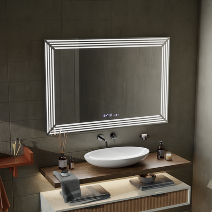 Ορθογώνιος καθρέφτης LED, 120x80 cm, Αισθητήρας Venezia Marcello MotionGlow, Σύστημα αποθολώματος, Ρολόι & Θερμόμετρο, Καθρέφτες Dimabila Marcello Προεπιλεγμένος τίτλος Alessandro Design