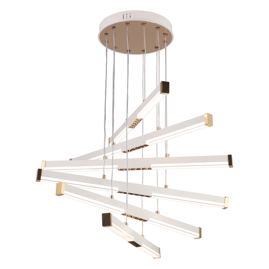 Κρεμαστός ακρυλικός πολυέλαιος LED LT183/6WH, 81W, Light 3000/4000/6000K, Λευκοί, ρυθμιζόμενου ύψους LED πολυέλαιοι με τηλεχειριστήριο Προεπιλεγμένος τίτλος Alessandro Design