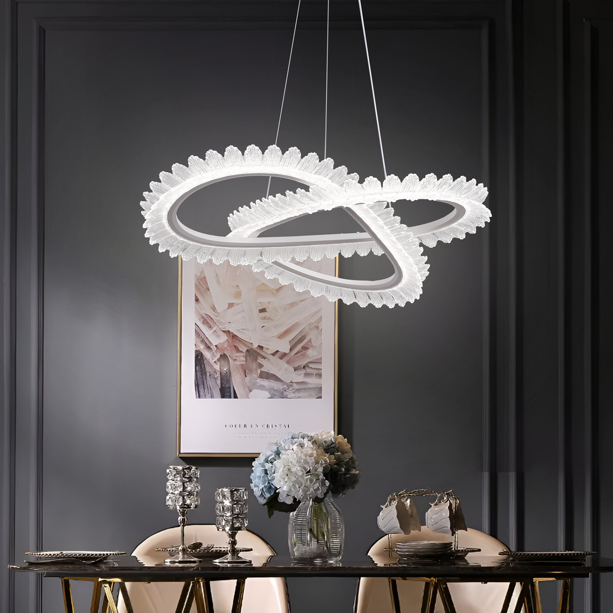 Πολυέλαιος LED με Τηλεχειριστήριο LT187WH, Κρύσταλλο και Μέταλλο, 52W, Ρυθμιζόμενο, Ρυθμιζόμενο ύψος, Κρύο/Ζεστό/Ουδέτερο φως, Πολυέλαιοι LED φωτισμού πολυτελείας με Τηλεχειριστήριο Προεπιλεγμένος τίτλος Alessandro Design