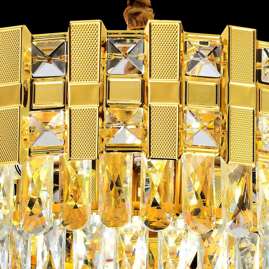 Cristal Candelabra BRAN Mango 8xE14, Διάμετρος 60cm, Γυαλιστερό χρυσό, Ρυθμιζόμενο ύψος Cristal Candelabra Προεπιλεγμένος τίτλος Alessandro Design