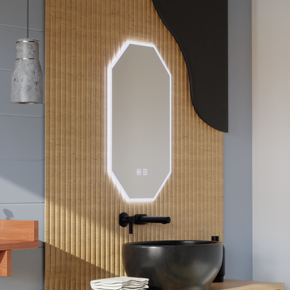 Polygon LED Mirror E43S/50X80, Light and Demister System, 50X80cm Καθρέφτης μπάνιου με LED και Demister Προεπιλεγμένος τίτλος Alessandro Design