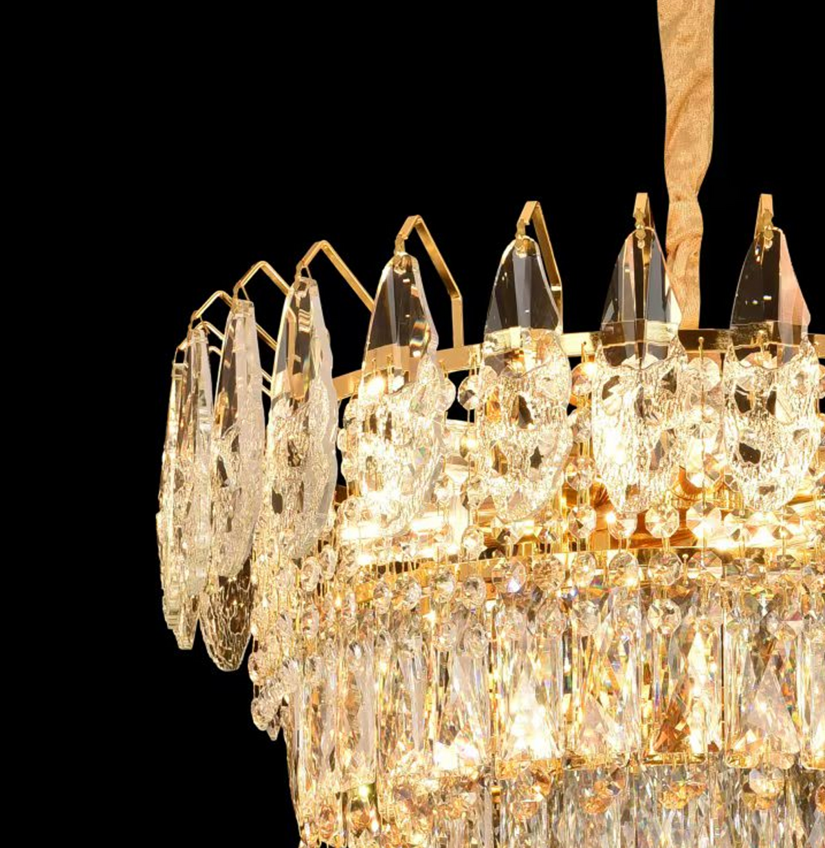 Crystal Chandelier MAJESTIC Elegance 9x E14, Διάμετρος 50cm, Γυαλιστερό Χρυσό, Ρυθμιζόμενο Ύψος Crystal Chandeliers Προεπιλεγμένος τίτλος Alessandro Design