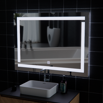 Καθρέφτης Giga LED, 80x60cm, Ασημί, Touch, 6000K Light Korman Mirrors E Προεπιλεγμένος τίτλος Alessandro Design