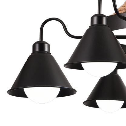 Vintage πολυέλαιος με σχοινί LV584/6BK, 6xE27 Dark Wood Vintage Chandeliers Προεπιλεγμένος τίτλος Alessandro Design