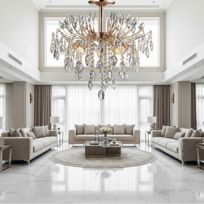 Πολυέλαιος Crystal PALERMO Elegance 5xE14, Διάμετρος 50cm, Χρυσός