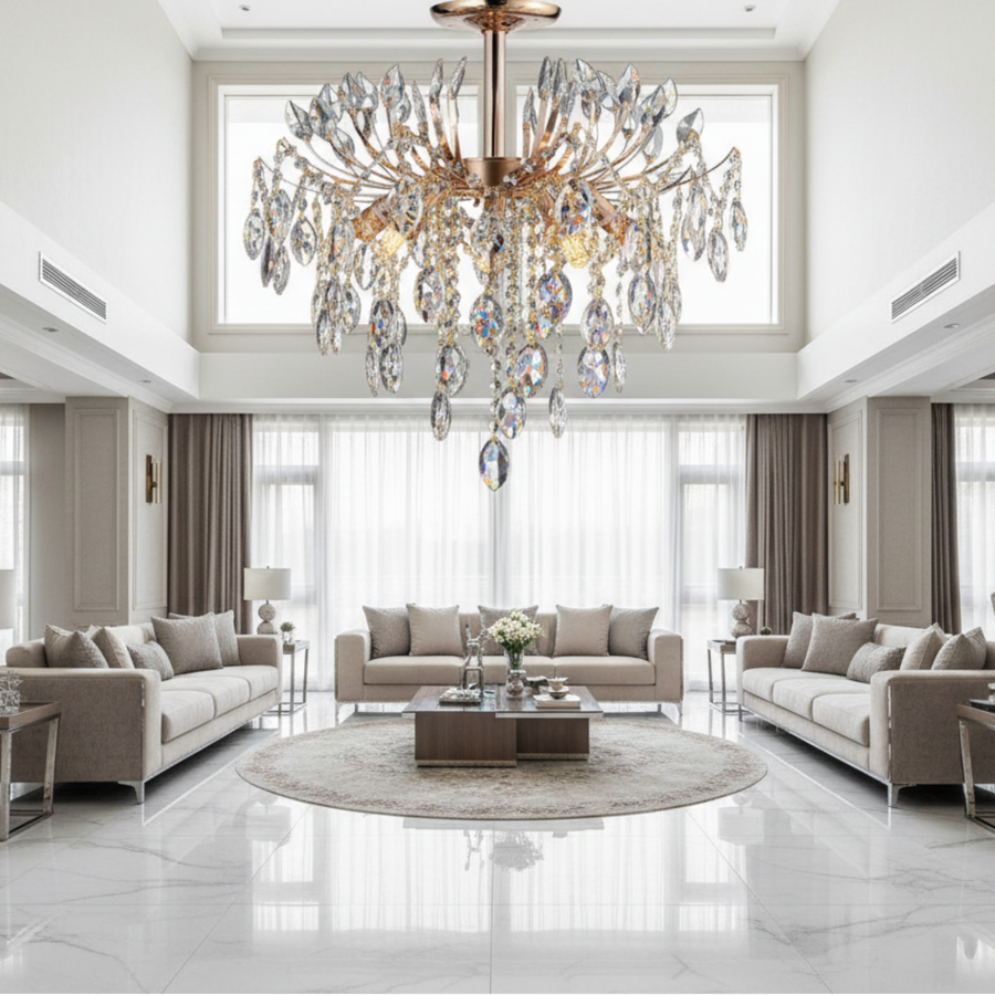Πολυέλαιος Crystal PALERMO Elegance 5xE14, Διάμετρος 50cm, Χρυσός
