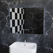 Ορθογώνιος καθρέφτης LED ARTAR Touch, 80X60cm, Σύστημα Demister, Dimmable, Clock and Temperature, Warm Neutral Cold Light 3000K/4000K/6000K Bathroom Mirror with LED and Demister Default Title Alessandro Design