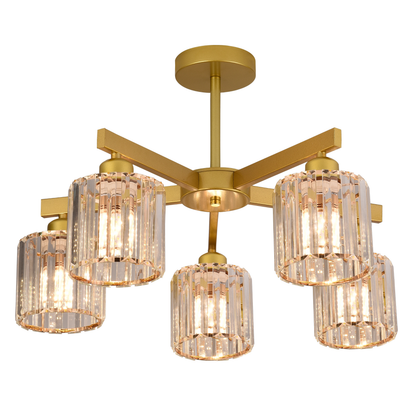 Modern Classic Chandelier LC110/5GD with Crystal, 5xE27, Gold, Metal and Crystal Classic Chandeliers Προεπιλεγμένος τίτλος Alessandro Design
