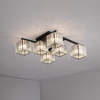 Classic Modern Georgian Chandelier, LC111/6BK, 6x E27, Black, Metal and Glass Classic Chandeliers Προεπιλεγμένος τίτλος Alessandro Design