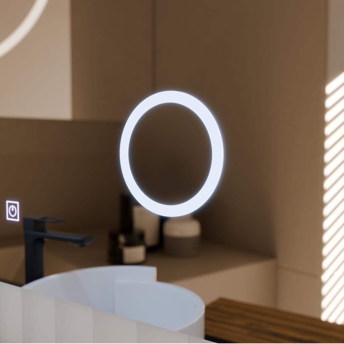 Ορθογώνιος καθρέφτης LED, 80x60cm, Linea Touch, Σύστημα Demister, Dimmable Mirrors Korman E Προεπιλεγμένος τίτλος Alessandro Design