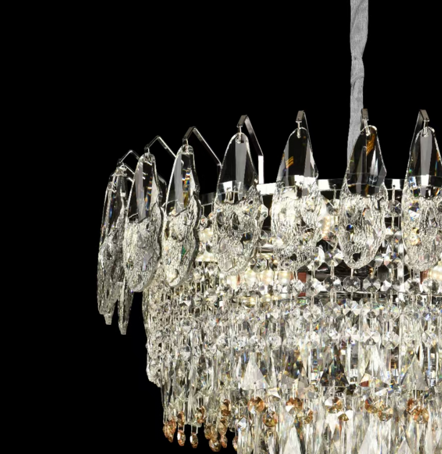 Crystal Chandelier MAJESTIC Elegance, 9x E14, Διάμετρος 50cm, Γυαλιστερό Chrome, Ρυθμιζόμενο ύψος Crystal Chandelier Προεπιλεγμένος τίτλος Alessandro Design