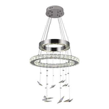 Κρεμαστός πολυέλαιος LED με τηλεχειριστήριο και κρύσταλλο 36W, 2 κύκλοι, κρύο/θερμό/ουδέτερο φως, ρυθμιζόμενο, γυαλιστερό χρώμιο, ρυθμιζόμενο ύψος πολυέλαιοι LED με τηλεχειριστήριο Προεπιλεγμένος τίτλος Alessandro Design
